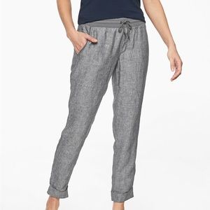 Athleta 100% Linen Ankle Pants in Gray 8P